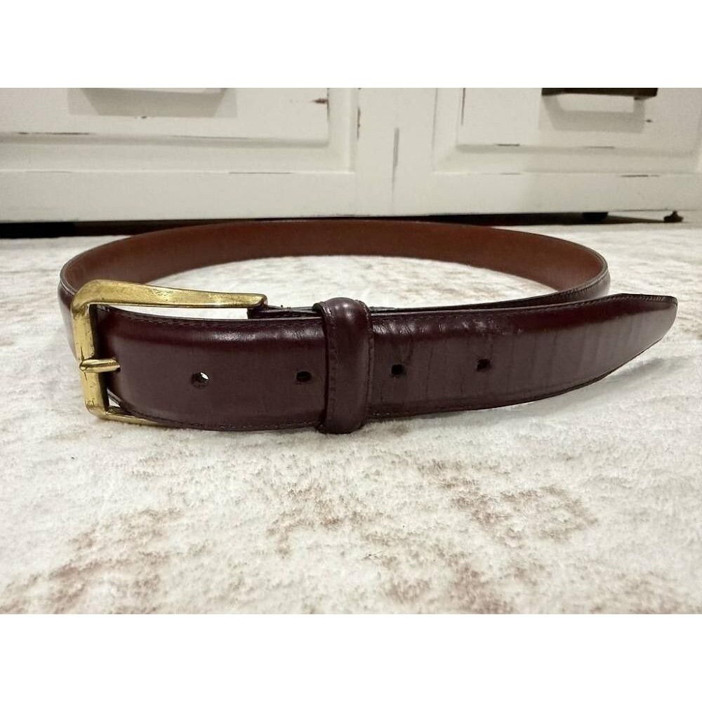 Vintage Coach 3931 Mahogany Burgundy Leather Belt 36 90 Solid Brass Costa Rica